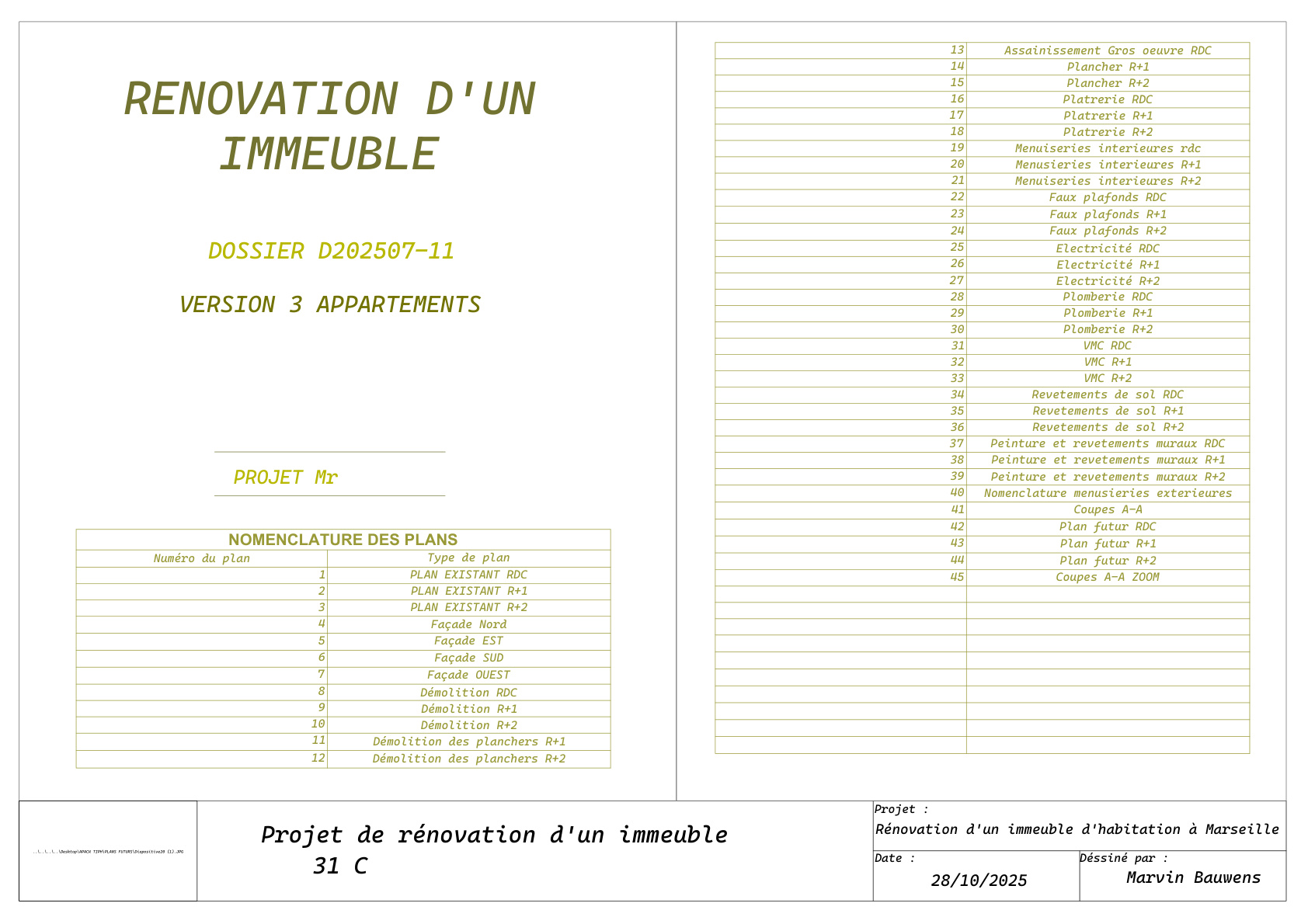 Dossier plans complet page 1/46 - Curiol Marseille