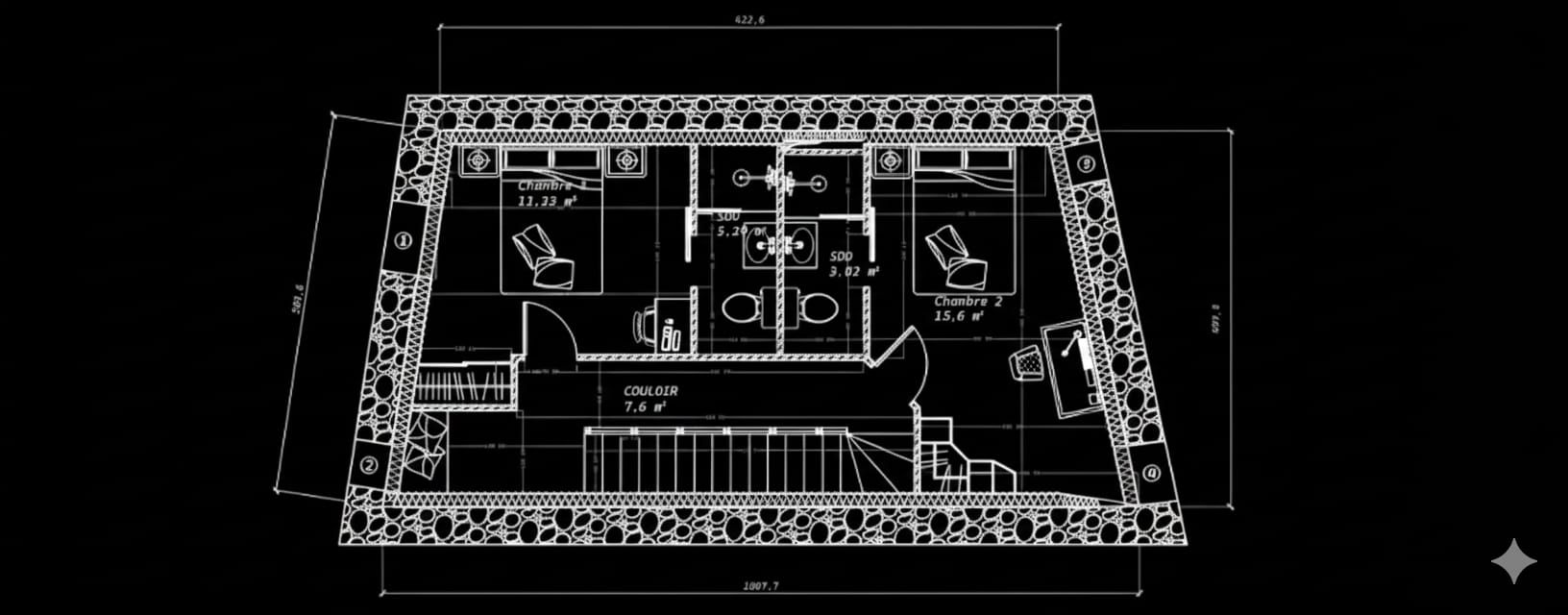 Plan R+1 projet - Curiol Marseille