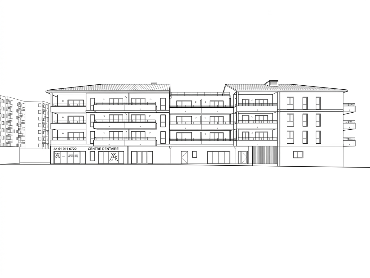 Façade immeuble Centre Dentaire La Fourragère - Marseille 12e