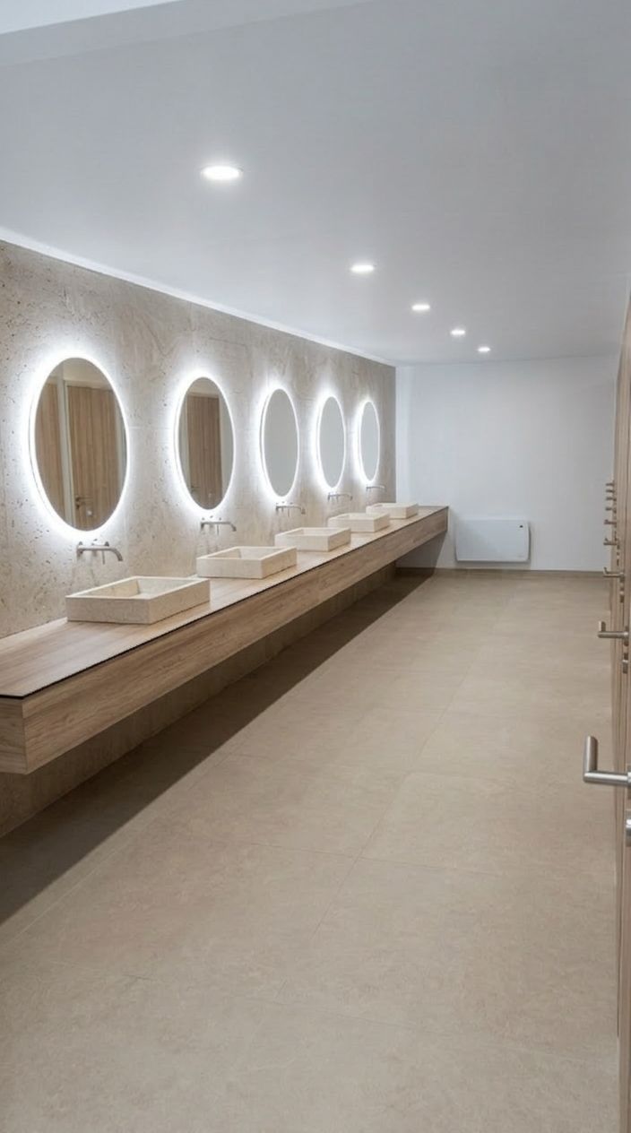 Sanitaires collectifs miroirs rétroéclairés - Trets